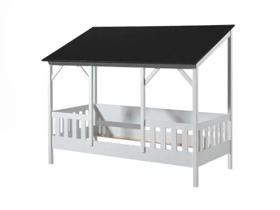 Image de Lit de maison Vipack avec surface de couchage de 90 x 200 cm, toit en noir