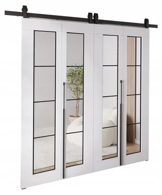 Produktbild von KierMoebel Schiebetür Komplettset QUDIO DUO M5 Weiß 172x205x3,2 cm Wohnzimmer Schiebetür