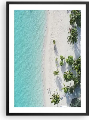 Produktbild von Gerahmtes Poster - Schwarzer Rahmen - Luftaufnahmen himmlisch Strand - 50x70 cm - Wand Bild - Wanddeko - Wandbilder - Kunstposter - Wandposter - Bilderrahmen - Bilder - Kunstdruck - P2BPA50x70-4532