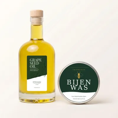 Productafbeelding van TheWootz Onderhoudsduo Snijplank 500ml – 100% Druivenpitolie + Bijenwas 50g – Compleet Onderhoud voor Houten & Bamboe Snijplanken