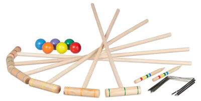 Image de Jeu de croquet complet pour 6 joueurs, en bois