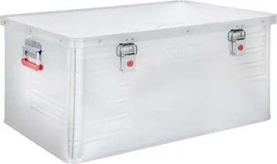 Produktbild von STIER Alubox, Aluminiumbox 135L, Staub- und spritzwasserresistent mit Gummidichtung und 2 Klapphandgriffen, Alukiste mit Spannverschluss, zuverlässige geruchsneutrale Aufbewahrung