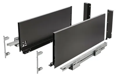 Produktbild von GTV AXIS PRO Schublade, Höhe = 168 mm, Länge = 500 mm, Push-to-open-Mechanismus, Vollauszug, schwarz (C) | Högert Technik