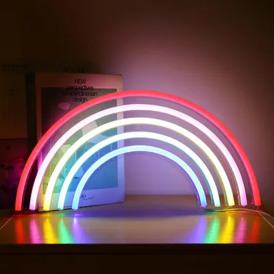 Produktbild von LED Neon Schild Regenbogen 22x44cm - Rainbow Wanddeko für Kinderzimmer - Buntes USB Nachtlicht Geschenk
