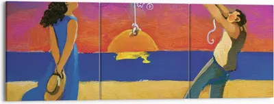 Produktbild von Bild auf Leinwand - Leinwandbild - 3 Teile - Symbol Liebe Surrealismus - 150x50cm - Wand Bild - Wanddeko - Wandbilder - Leinwanddruck - Bilder - Wanddekoration - Leinwand bilder - CA150x50-4411