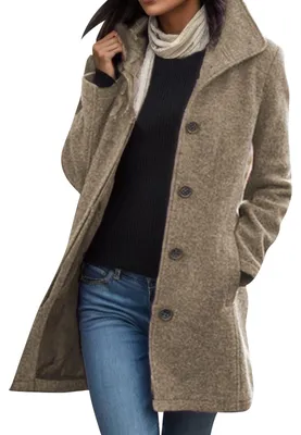 Produktbild von Elzusha - Damen Winterjacke, klassischer Trenchcoat mit einzelnen Knöpfen