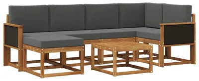 Immagine prodotto di vidaXL Set divani da esterno con cuscini 7 pezzi Naturale e Antracite