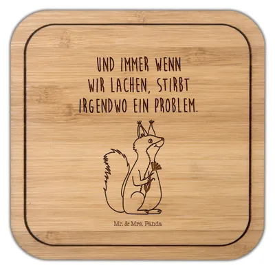 Produktbild von Mr. & Mrs. Panda Tischuntersetzer Eichhörnchen Blume - Transparent - Geschenk, glücklich Spruch, Coaster, Motivation Sprüche, Spaß, Tiere, Eichhorn, Untersetzer Kork