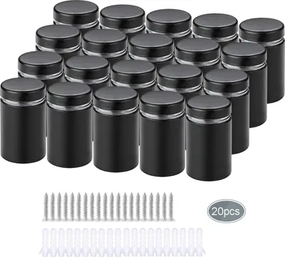 Produktbild von Glasabstandshalter aus rostfreiem Stahl - 20 Stück - Wandabstandshalter - Zierschrauben - schwarz - Werbeschild - 12 x 25 mm