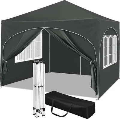 Image de Abri de jardin pliable, en plastique, 4 parois latérales, étanche, résistant aux UV, réglable en hauteur, gris