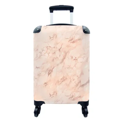 Produktbild von MuchoWow® Koffer Handgepäck Trolley Rollkoffer Kleine Reisekoffer mit 4 Rollen - Marmor - Roségold - Muster - Luxus - Cabin Size < 55x40x23 cm & 55x40x20 cm - Fotokoffer - Kabinenkoffer - Boardgepäck - Reise-Box - Reisekoffer - Reisegepäck - Koffer mit Bild - Trolley für Kinder