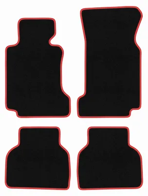 Obrázok produktu pre Velúrové autokoberce pre: BMW 7 E38 1994-2001 (sedan) – sada 4 ks, čierno-červené, na mieru – Wielganizator CARLUX