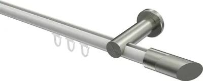 Produktbild von Interdeco Innenlaufstange / Gardinenstange mit Innenlauf Weiß / Edelstahl-Optik, Typ Platon Verano (Schräge Bicolor), 20 mm Ø 1-läufig, 260 cm