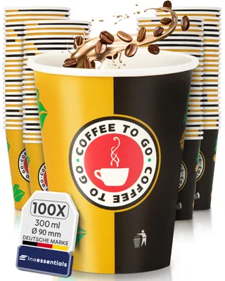 Papierbecher Coffee to Go, 300 ml, Ø 90 mm, 100 Stück