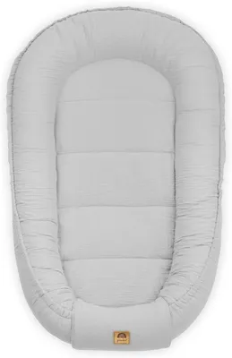 Image de PIMKO Nid pour bébé Nid douillet cocon pour nourrissons et nouveau-nés Nid mousseline - Gris perle