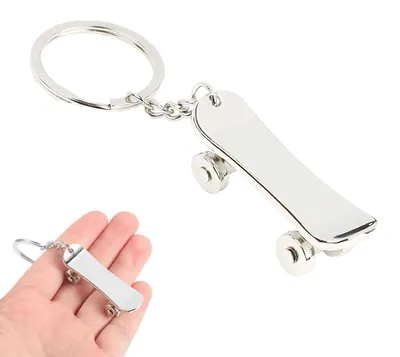 Produktbild von Skateboard-Schlüsselanhänger Metall Silber