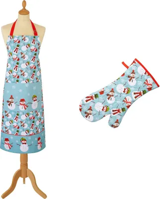 Produktbild von Küchenschürze und Ofenhandschuh - Schürze Schneemänner Winter - Snowmen SET