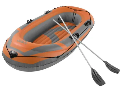 Produktbild von CRIVIT® Aufblasbares Schlauchboot-Set mit Paddeln (orange / grau) 272 x 130 x 56 cm