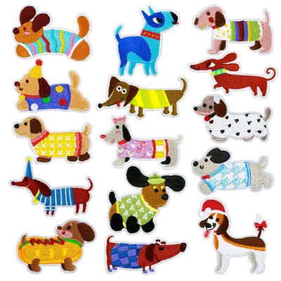 15 Hundebügelpatches, Cartoon-Stickapplikationen, DIY-Kleidung