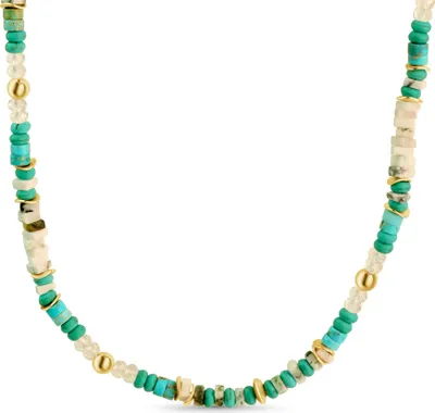 Produktbild von F Kette 925/- Sterling Silber 42+3cm gelb Türkis 273250122