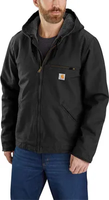 Productafbeelding van Carhartt Washed Duck jas met sherpa-voering, model 104392, kleur: zwart, maat: XXL