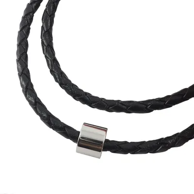 Produktbild von Lederkette geflochten Leder-Band Halskette mit Anhänger Damen Kette 4 mm Schwarz, Länge:40 Zentimeter