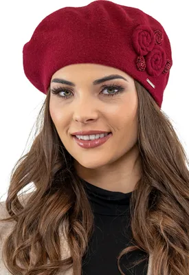 Produktbild von Vivisence damen baskenmütze eleganter wintermütze warm und gemütlich kopfbedeckung an winter und herbst warm dick strickmütze, klassisch mütze für frauen, hergestellt in der eu, weinrot, einheitsgröße