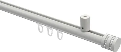 Produktbild von Interdeco Innenlaufstange / Gardinenstange mit Innenlauf Weiß, Typ Sonius Estana (Glitzerkappe) Deckenmontage, 20 mm Ø 1-läufig, 180 cm