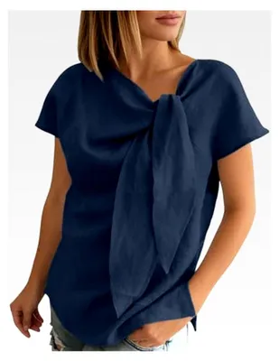 Produktbild von Leinen Shirt Damen Kurzarm Blusenshirt Oversize Leinenhemd Große Größen Atmungsaktive Leinenbluse Lockeres T-Shirt Lässige Tunika mit V-Ausschnitt