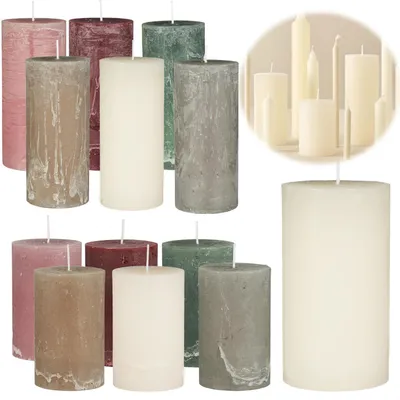 Produktbild von LS-LebenStil Exklusive Stumpenkerzen 14x6,8cm Ribe Rustik Creme Weiß -  EU - Unparfümiert - 64 Std Brenndauer - Ohne Duft Blockkerzen Kerzen