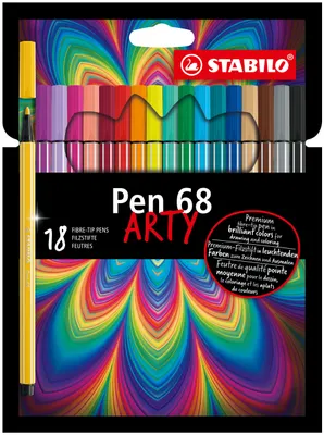 Produktbild von Premium-Filzstift - STABILO Pen 68 - ARTY - 18er Pack mit Hängelasche - mit 18 verschiedenen Farben