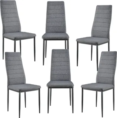 Produktbild von [en.casa] 6er Design Stuhl-Set Grau Italienisch Lehnstuhl Hochlehner Esszimmerstuhl Polsterstuhl
