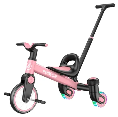 Immagine prodotto di Triciclo, ruote luminose, sedile regolabile, rosa