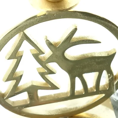 Produktbild von Weihnachtsleuchter Tannenbaum mit Hirsch Goldfarben massiv 20 cm - Aluminium