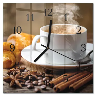 Produktbild von Tulup Glasuhr Wanduhr Küchenuhr Echt-Glas 30x30 cm Modern Dekorativ Geräuschlos Schwarzen Zeigern - Zimtanis
