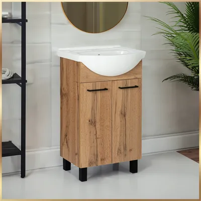 Image de Stamar | Armoire de salle de bains, avec lavabo, 45 cm, avec siphon et robinet