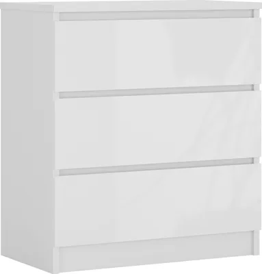 Produktbild von Kommode 3 Schubladen, Mattweiß / Weiß Glanz, 78 x 70 x 39 cm