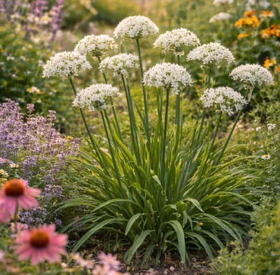 Produktbild von Stauden Gänge 3 x Allium 'Cliffs of Dover' im 1 Liter Topf - Zierlauch - Weiße Blütenbälle für stilvolle Gartenmomente - Bienenfreundlich -Dauerblüher