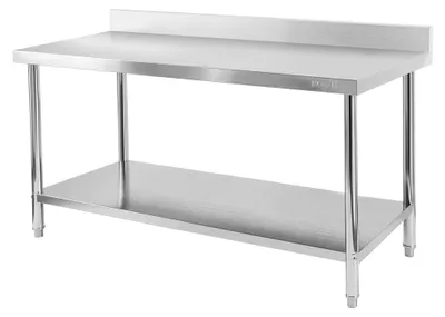 Zdjęcie produktu dla Stół gastronomiczny ze stali nierdzewnej przyścienny z półką Mega-M X STANDARD 180x70x85 cm