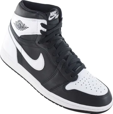 A studio shot of a single Nike Air Jordan 1 Mid Retro sneaker.