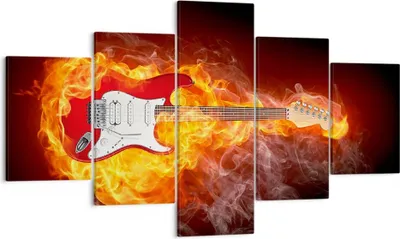 Produktbild von Bild auf Leinwand - Leinwandbild - Flammen Gitarre Instrument - 125x70cm - Wand Bild - Wanddeko - Leinwanddruck - Bilder - Kunstdruck - Wanddekoration - Leinwand bilder - Wandkunst - EA125x70-0196