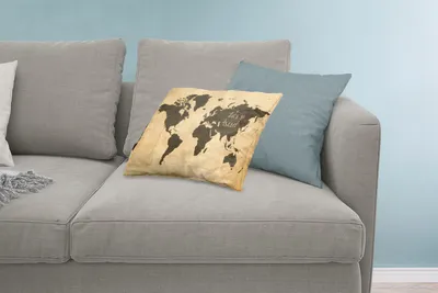 Produktbild von MuchoWow® Zierkissen Sofakissen Wohnzimmer Dekokissen 60x40 cm Weltkarte - Vintage - Zitat - Kopfkissen - Polster mit Foto