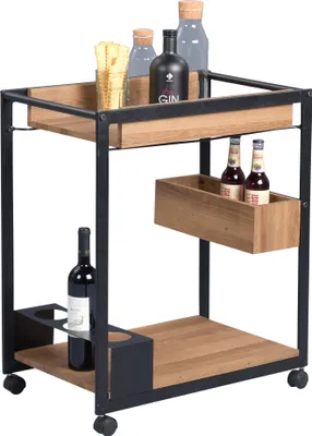 Produktbild von Beistelltisch Tisch RIMA 64x38 cm auf Rollen Nachbildung Eiche braun