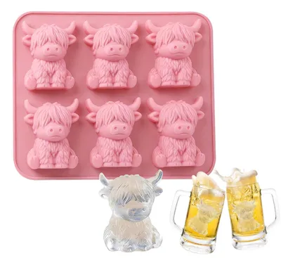 Productafbeelding van Solidchoice - Mini Highland Koe IJsblokjesvorm met 6 Vakken