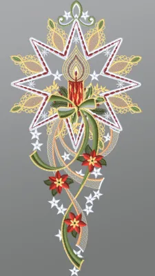 Produktbild von Fensterbild aus Plauener Spitze - Weihnachtskerze mit Stern  (Bx H) 21cm * 40cm mehrfarbig Fensterdekoration Fensterschmuck