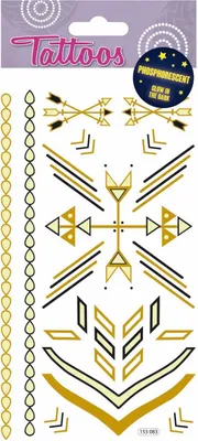 Produktbild von Temporäre Tattoos - Nachleuchtende Symbole - Schwarz - Vergoldet