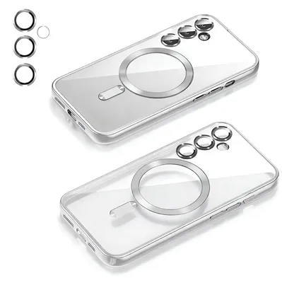Produktbild von Magssafe Handy Hülle für Samsung Galaxy S26 Ultra Schutzhülle mit Integriertem Kameraschutz Glas Handyhülle Bumper Cover Case Tasche Farbe: Silber