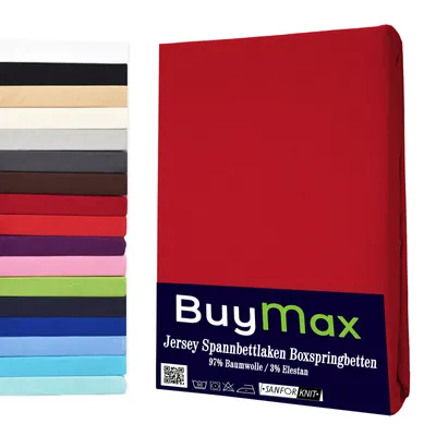 Produktbild von Buymax® Spannbettlaken Wasserbettlaken Jersey Wasserbett Boxspringbett 140x200-160x220 cm 160g/m² Farbe: Rot