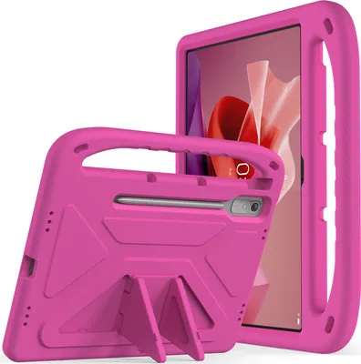 Produktbild von Hülle für Lenovo Tab P12 / Xiaoxin Pad Pro 12,7 Zoll TB370FU, Leichte Stoßfeste Eva Kinder Schutzhülle mit Griff und Faltbarem Ständer Rosa
