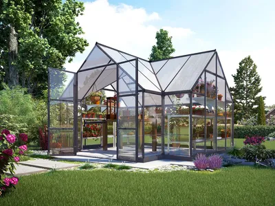 Image de Serre de jardin 10.1m² gris - Palram - 702422 - victory orangery